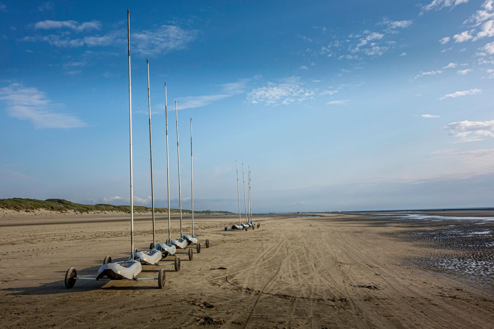 A small sailing boat on the sea.